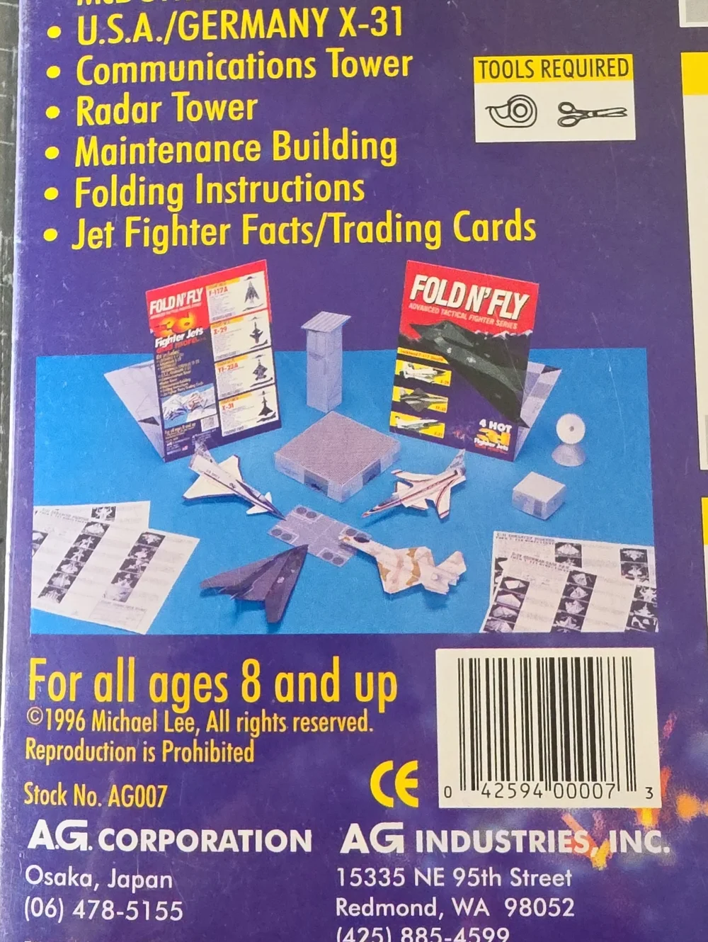 Vintage 1996 Fold N' Fly Advanced Tactical Fighter Series 3D Paper Jet Model Kit